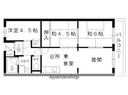 ハイム日野(3LDK/3階)の間取り写真