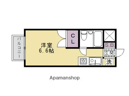 カツラフラット(1K/2階)の間取り写真