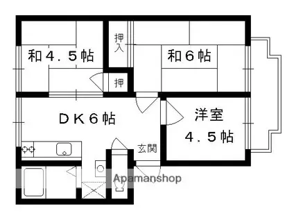 ウィンディア出雲(3LDK/1階)の間取り写真