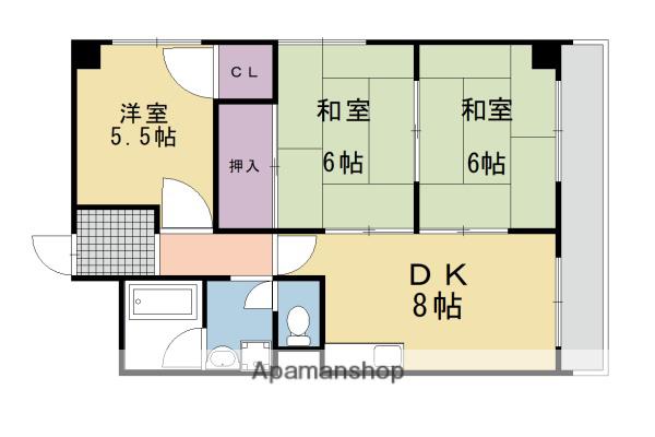 向陽グランドハイツ(3DK/3階)の間取り写真