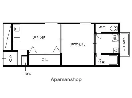 ハイツ長徳(1DK/1階)の間取り写真