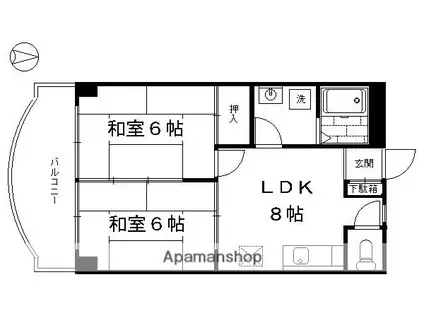 ルーインズ戸倉(2LDK/3階)の間取り写真