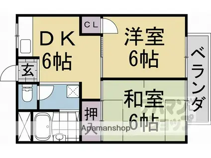 ハイツ保原(2DK/2階)の間取り写真
