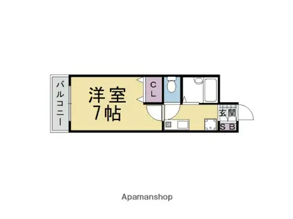 ヴィルヌーブ(1K/3階)の間取り写真