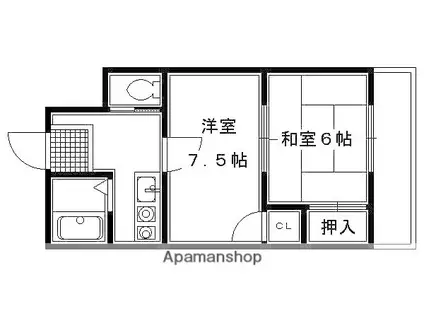 大山崎マンション(2K/3階)の間取り写真