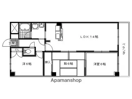 シベール阪急桂(3LDK/2階)の間取り写真