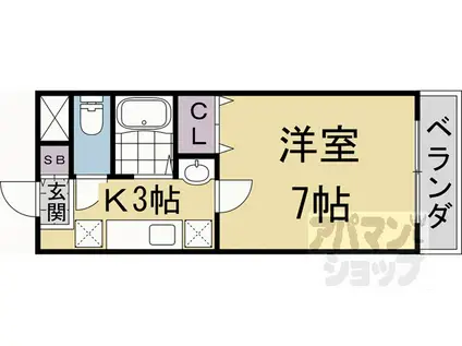 ウッドリーム木香館(1K/3階)の間取り写真