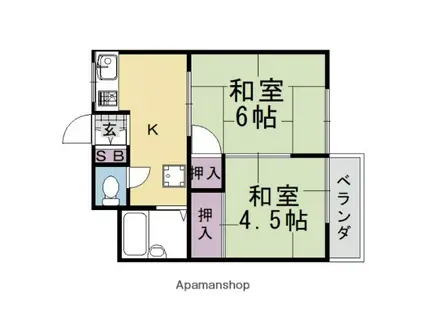清水ハイツ(2K/2階)の間取り写真