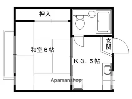 コーポ京(1K/2階)の間取り写真