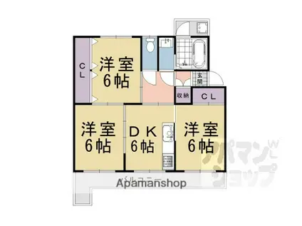 円明寺ヶ丘団地(3DK/4階)の間取り写真