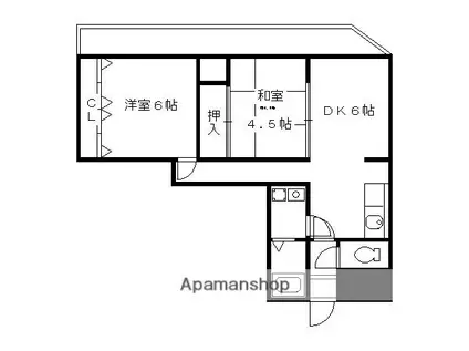 メゾンTMI(2DK/4階)の間取り写真