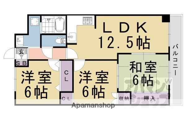 SUN・BIRD 桂(3LDK/3階)の間取り写真