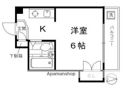 グラシィオ中久世(1K/1階)の間取り写真
