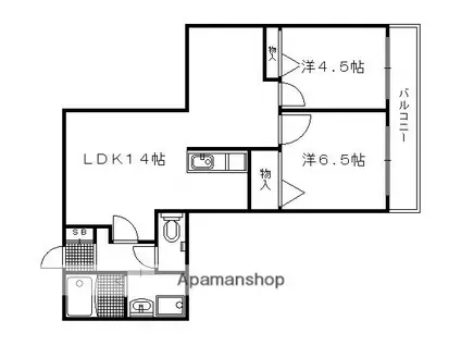 阪急電鉄京都線 桂駅 徒歩24分 2階建 築21年(2LDK/2階)の間取り写真