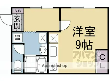 野上ビル(ワンルーム/2階)の間取り写真