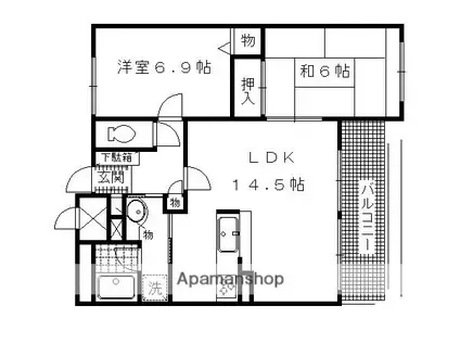 エルパティオ桂南(2LDK/3階)の間取り写真