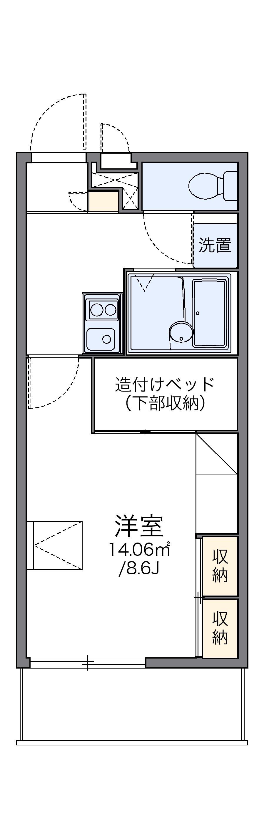 レオパレスアルモニ2番館(1K/1階)の間取り写真