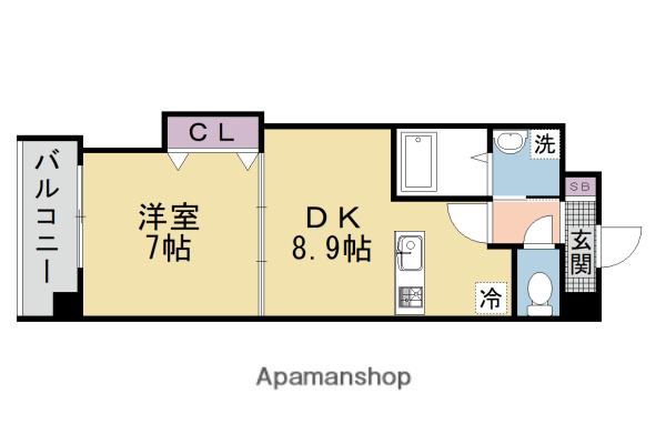 LUXE中書島(1DK/1階)の間取り写真