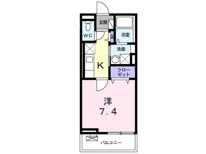 ブレヴィエⅡ(1K/2階)の間取り写真