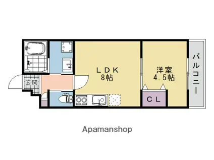 リアン桂ウエスト(1LDK/2階)の間取り写真