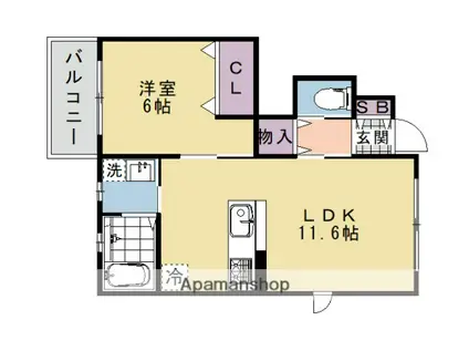 BELLE MAISON GRACE(1LDK/1階)の間取り写真