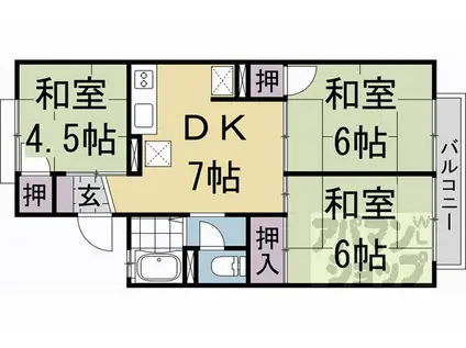 フレグランス松尾(2DK/2階)の間取り写真