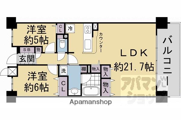 パデシオン長岡京西山天王山駅前(2LDK/8階)の間取り写真