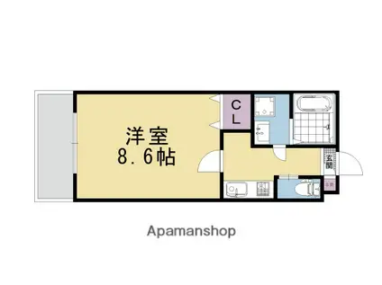 エステイトE桂川A棟(1K/1階)の間取り写真