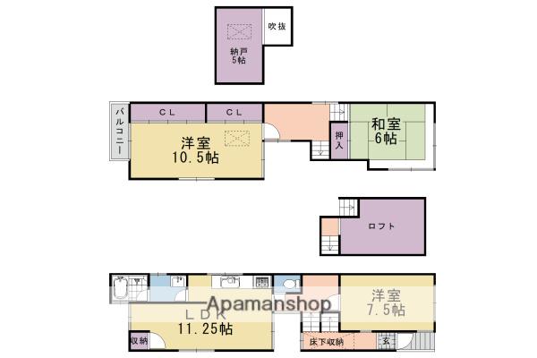 阪急電鉄京都線 桂駅 徒歩8分 2階建 築37年(3SLDK)の間取り写真
