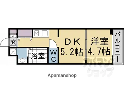 ファステート京都西KIWAMI(1DK/2階)の間取り写真