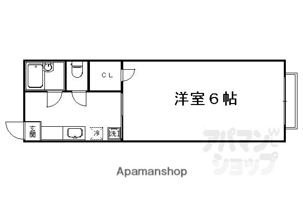 GREENS A棟B棟(1K/2階)の間取り写真