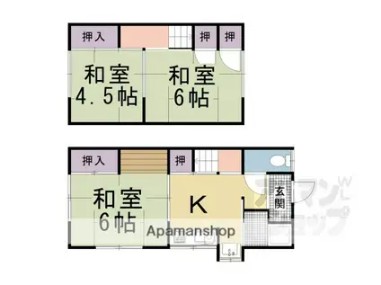 鶏冠井町荒内貸家22ー1(3K)の間取り写真