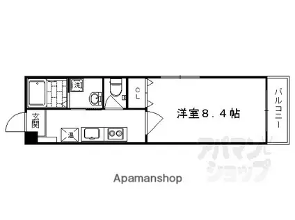 サンクスパレ桂II(1K/1階)の間取り写真