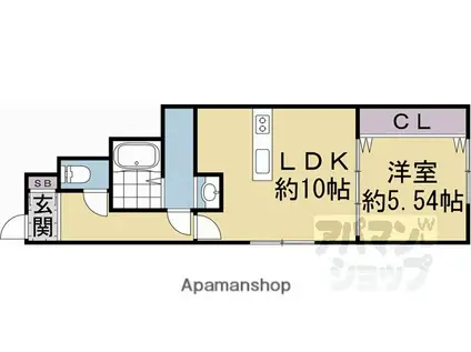 クレバメント太秦(1LDK/1階)の間取り写真