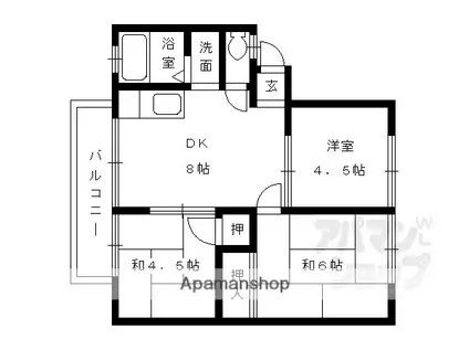 ドロワー橘(3DK/1階)の間取り写真