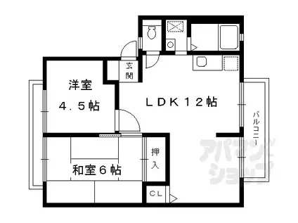 グリーンヒルセイジュII(2LDK/1階)の間取り写真