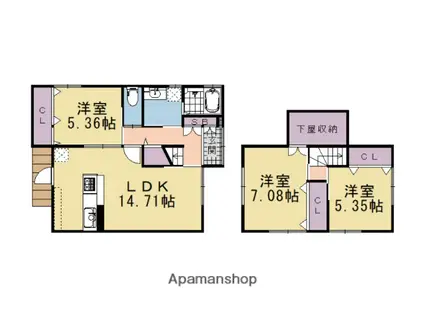 阪急電鉄京都線 桂駅 徒歩7分 2階建 築60年(3LDK)の間取り写真