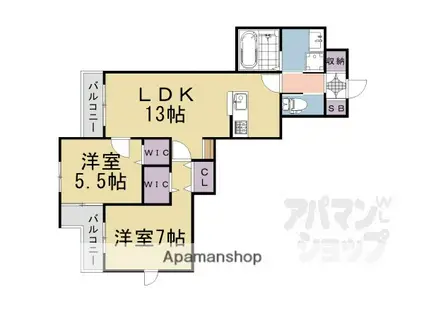 ラ ヴィータコモダ(2LDK/2階)の間取り写真