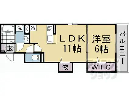 ディル西京極(1LDK/1階)の間取り写真