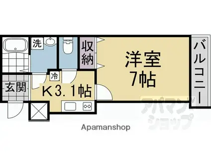 ビエノス京都花園(1K/2階)の間取り写真