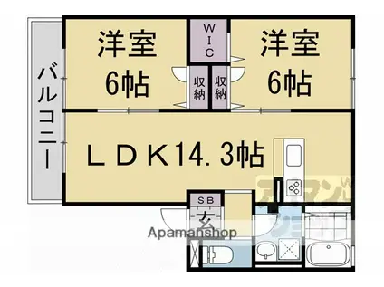 ベルクフェルト(2LDK/2階)の間取り写真