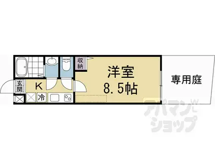 フラッティ谷口園町(1K/1階)の間取り写真