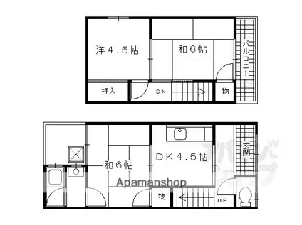 阪急電鉄京都線 大山崎駅 徒歩7分 2階建 築42年(3DK)の間取り写真