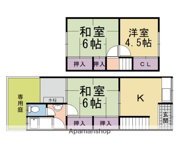 鶏冠井町東井戸貸家(3K)の間取り写真