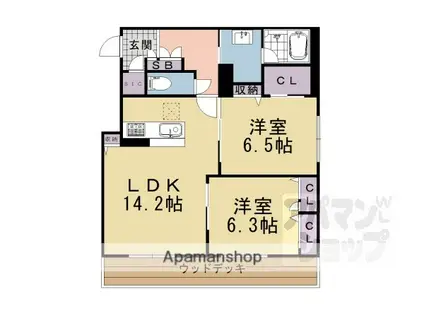 グランコート北浦(2LDK/1階)の間取り写真