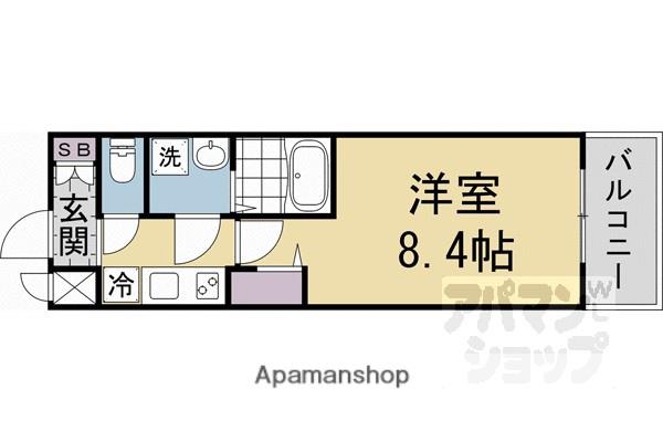 CREST TAPP京都太秦天神川DEX I(1K/2階)の間取り写真