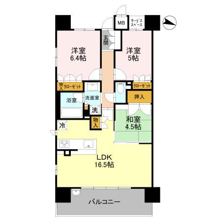 ジオ京都嵯峨嵐山106(3LDK/1階)の間取り写真