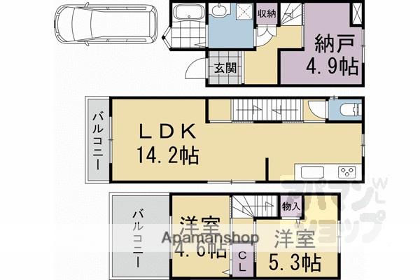 近鉄京都線 伏見駅(京都) 徒歩10分 3階建 築2年(3LDK)の間取り写真