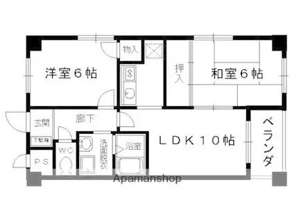 セーブル葛野(2LDK/3階)の間取り写真
