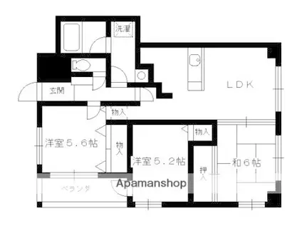 フォルム長岡天神(3LDK/3階)の間取り写真